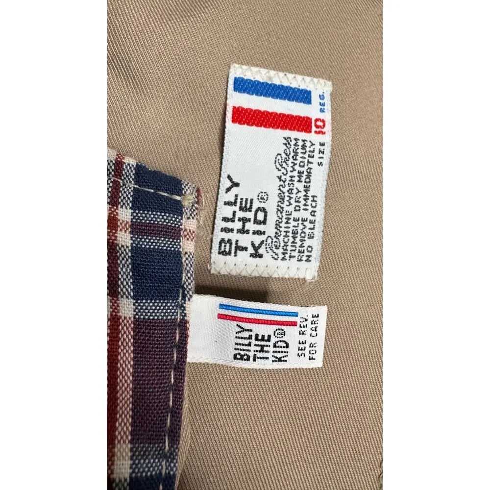 1980s Billy The Kid Boys Khaki Suit Set Jacket Vest Size 8 USA